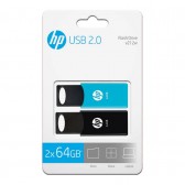 MEMORIA USB HP PACK 2UD 64GB 2.0 AZ/NEG           