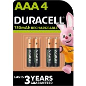 PAQUETE 4 PILAS DURACELL AAA 750mAh (LR03) B4 STAY CHARGE