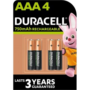 PAQUETE 4 PILAS DURACELL AAA 750mAh (LR03) B4 STAY CHARGE (Electrodomesticos)