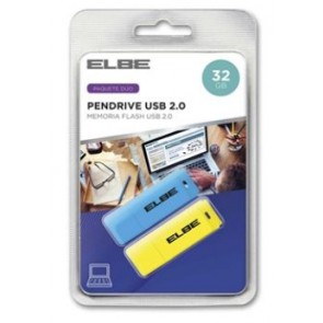 MEMORIA USB ELBE 32GB PACK 2 UDS AZUL Y AMARILLO  