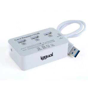 HUB USB IGGUAL 3 USB 3.0 + LECTOR DE TARJETAS     